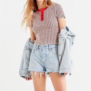 Urban Outfitters Harbor Henley Knit Top Red Size XS